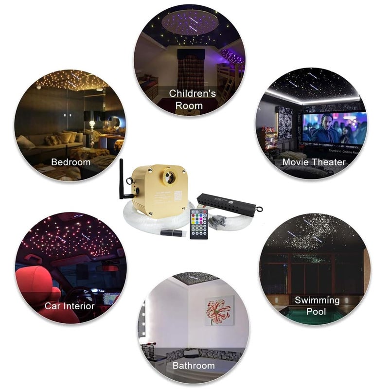 AKEPO Car Home 16W RGBW Twinkle Meteor Fiber Optic Lights, APP+Music Control +550pcs*4m/13.1ft*0.03in Optical Fiber Cable +Remote Shooting Star Starlight Headliner Ceiling Light Kit - Image 5